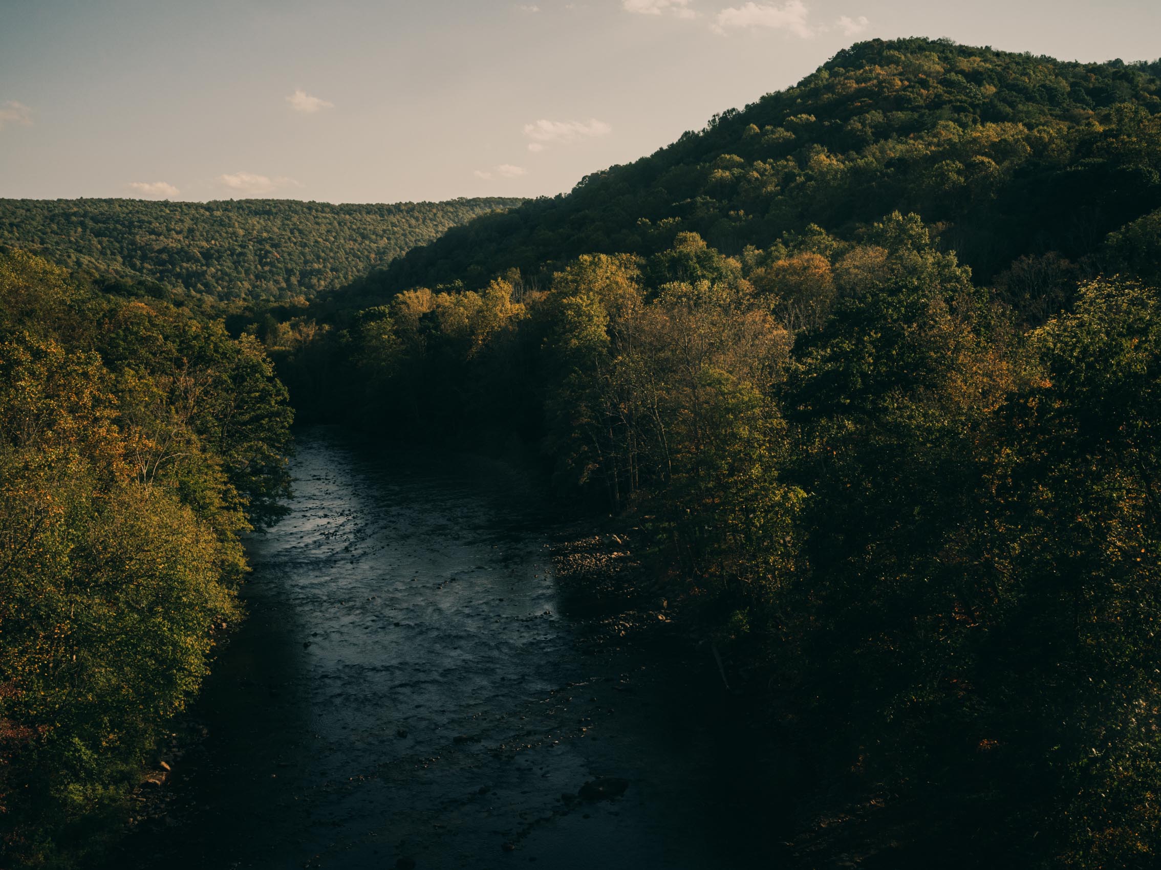 Youghiogheny River with trees and mountains